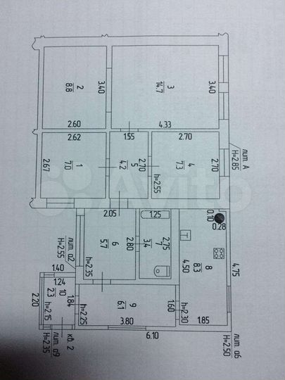 3-к. квартира, 65,5 м², 1/1 эт.