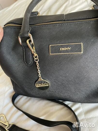 Сумка dkny Black Leather Zip Boston Bag