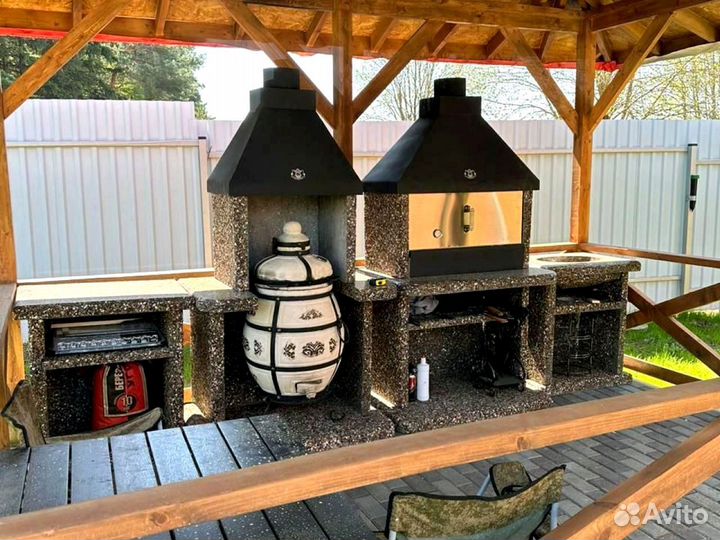 Печь барбекю из натурального камня