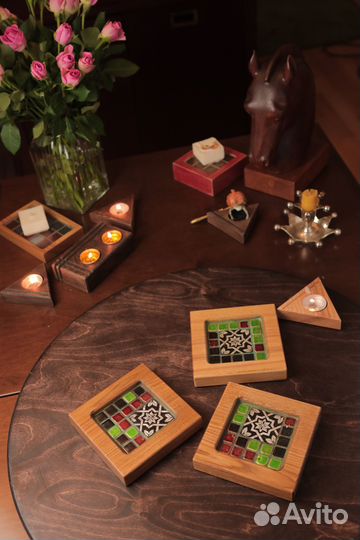 Интерьерная подставка из дерева / настенный декор