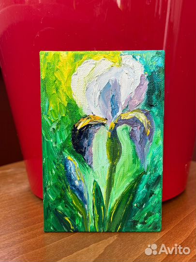 Картина маслом цветок ирис