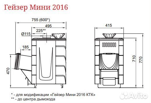 Печь Для Бани Гейзер Мини 2016 Carbon с коротким т