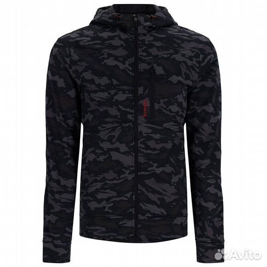 Simms CX Hoody - Full Zip (Ghost Camo Black), 