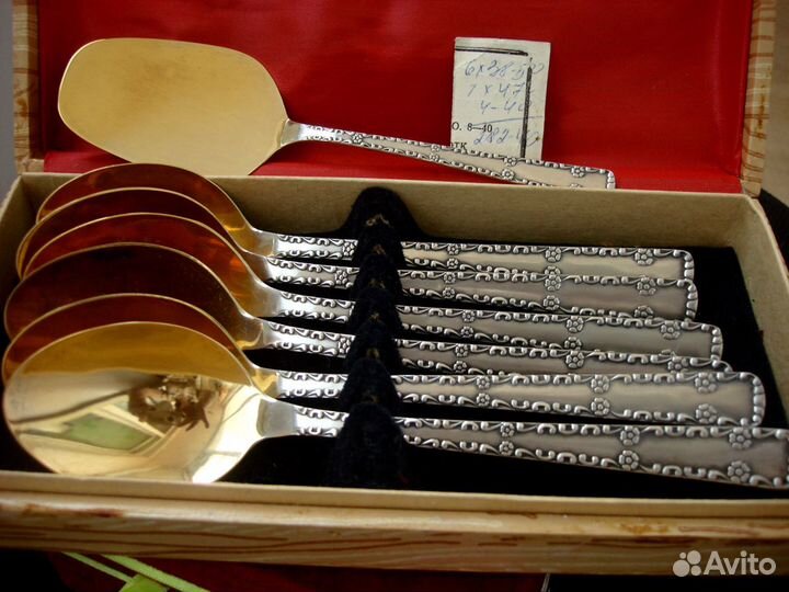 Ложки 18,5см мельхиор,серебро-золото,1970г СССР