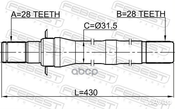 Полуось правая 28X431X28 KIA sportage 10- 2212S