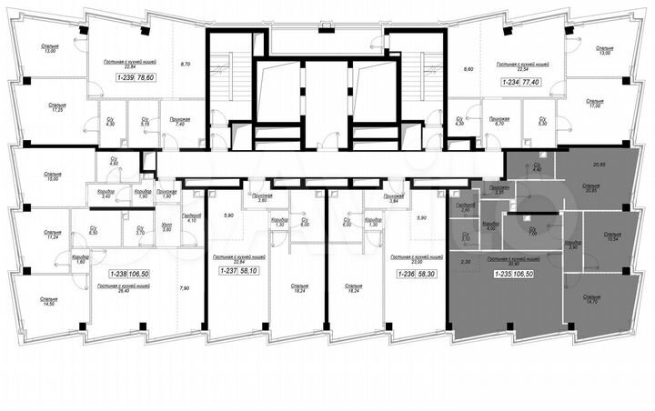 3-к. квартира, 106,5 м², 36/41 эт.
