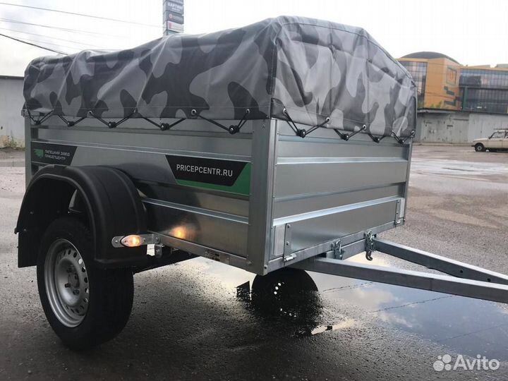 Прицеп легковой, оцинкованный самосвал c тентом