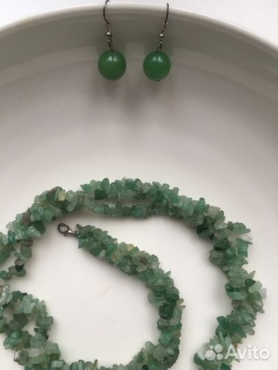 Бусы из натуральных камней Цитрины, нефрит, бирюза