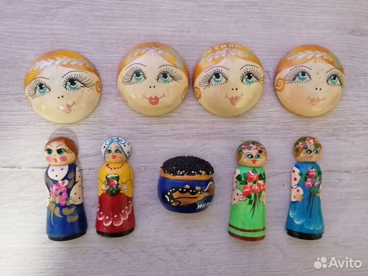 Магнит из дерева девушки, матрёшка подвесная