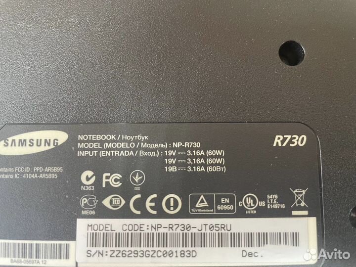 Samsung R730 в разбор