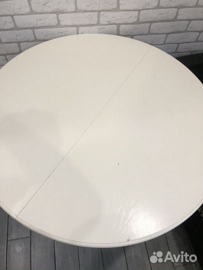 Стол кухонный круглый раскладной белый