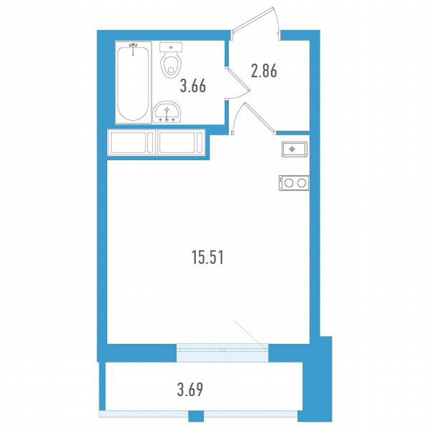 Квартира-студия, 23 м², 5/25 эт.