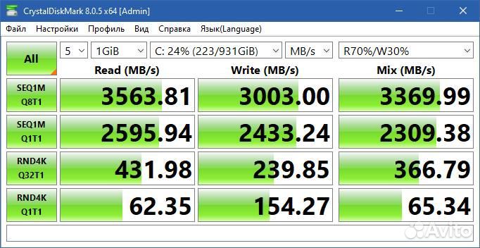 SSD диск WD Blue SN570 WDS100T3B0C-1Tb nvme M.2 22