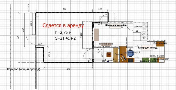 Торговая площадь, 21.41 м²