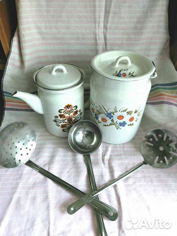 Набор посуды дачный, тазы, ведра