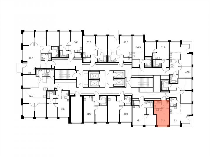 Квартира-студия, 21,1 м², 6/32 эт.