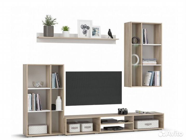 Стенка LUX сонома, белый снег