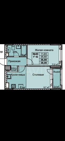 1-к. квартира, 38 м², 13/16 эт.