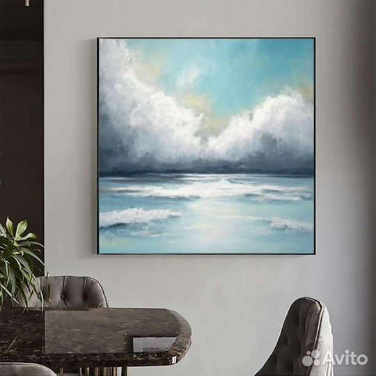 Картина маслом пейзаж с облаками