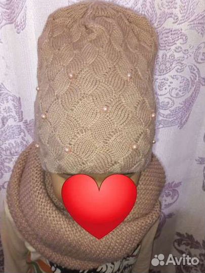 Зимний комплект новый (шапка и снуд восьмёрка)