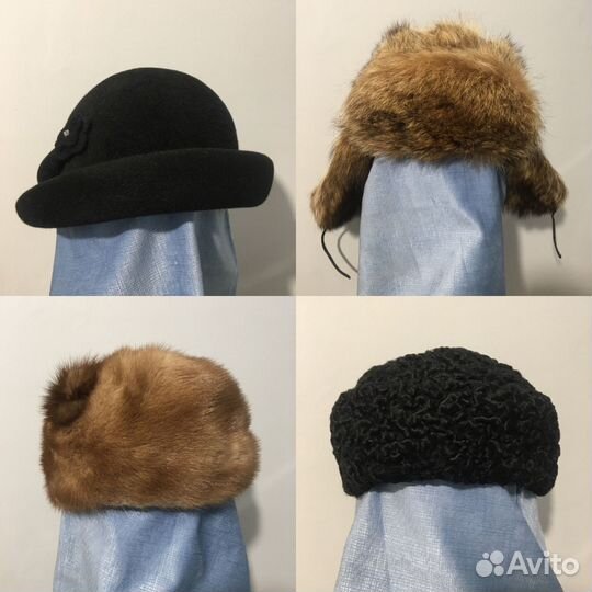 Шапка зимняя меховая норка, каракуль, лиса