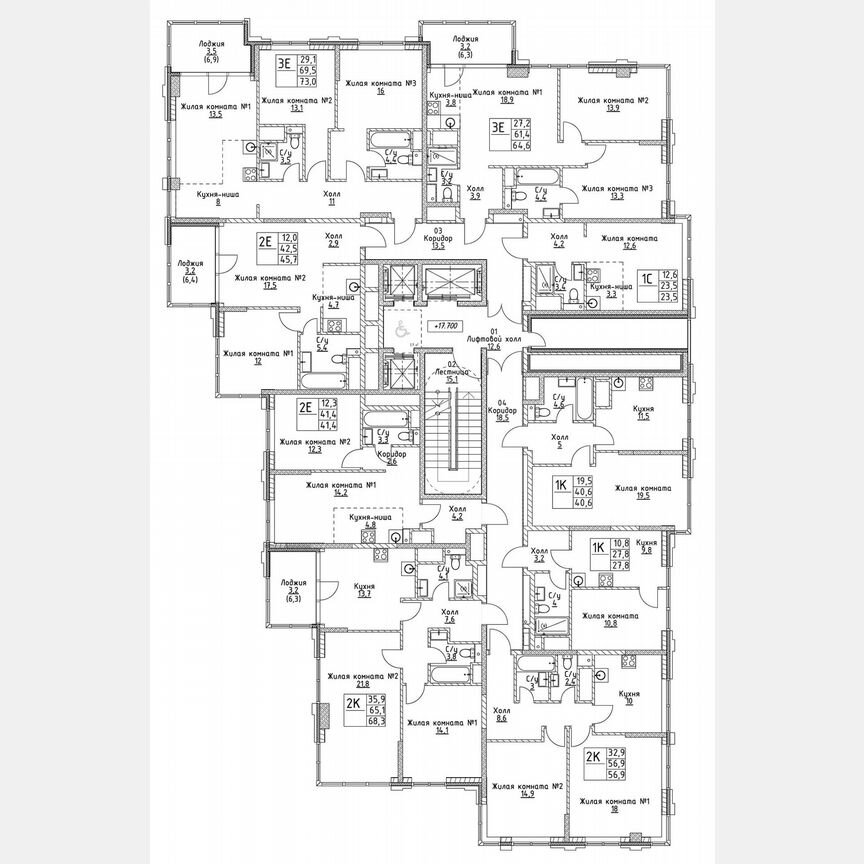 1-к. квартира, 40,6 м², 5/19 эт.