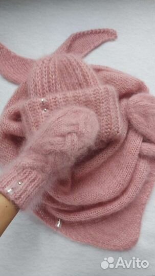 Шапка, Бактус, Варежки. Ручная работа