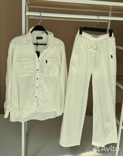 Льняной костюм Ralph Lauren белый коллекция 2024