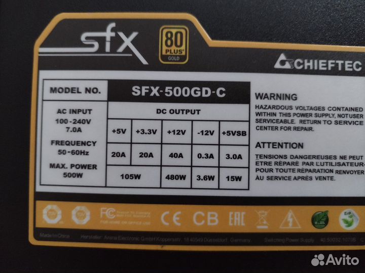 Блок питания chieftec sfx-500gdc