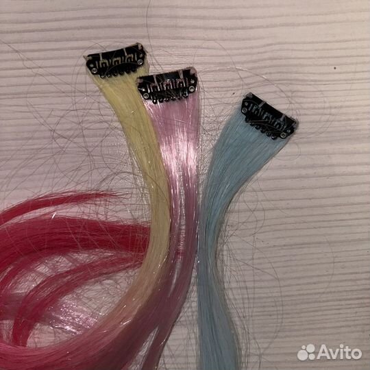 Искусственные пряди для волос заколки