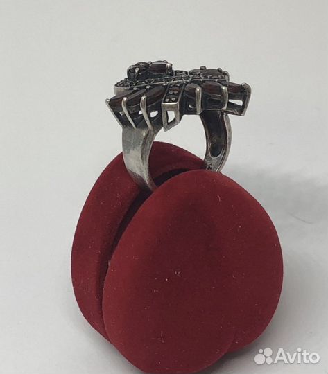 Серебряное кольцо с гранатами, винтаж