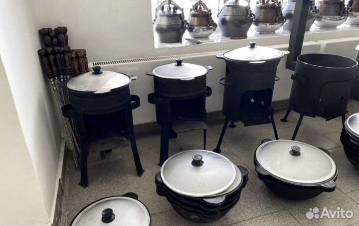 Казан чугунный с печкой + шумовка
