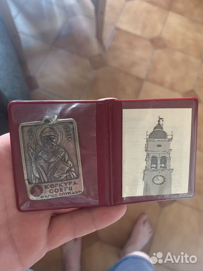 Складень с иконой Спиридона, с частичкой башмачка