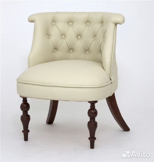 Кресло Бархат темный тон кожзам 4 кремовый