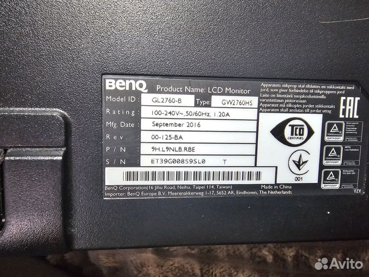 Монитор benq 27 60HZ