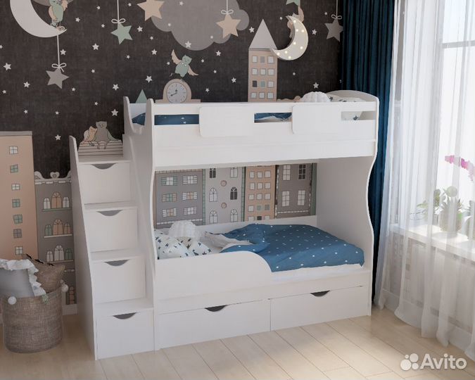 Кровать 2-х ярусная детская Альфа Мини (пр/лев)