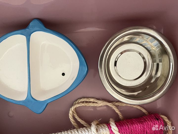 Миска керамическая и стальная для кошек