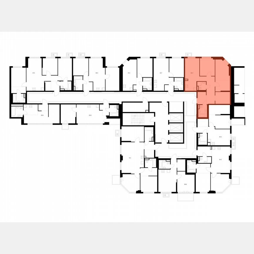 2-к. квартира, 66,2 м², 4/23 эт.