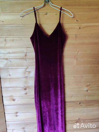 Бархатное платье бордо xs