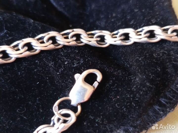 Мужская серебряная цепь бисмарк