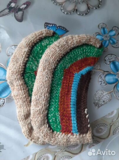 Вязаные следки-тапочки