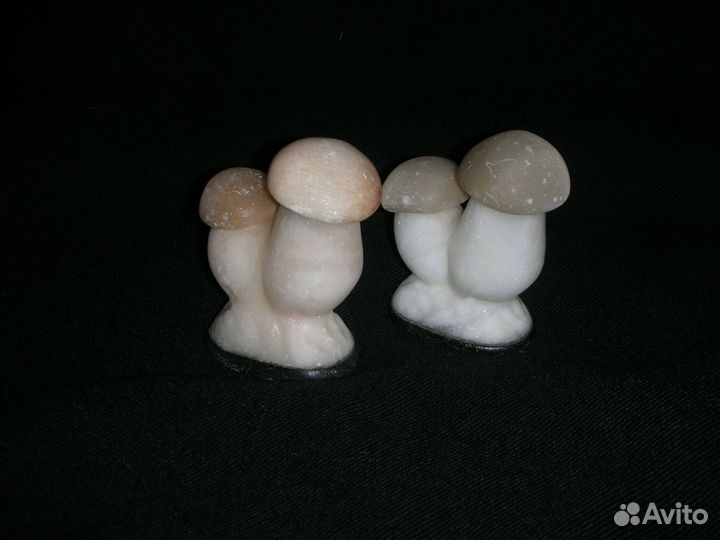 Статуэтки парные Грибы, мрамор, селенит, СССР