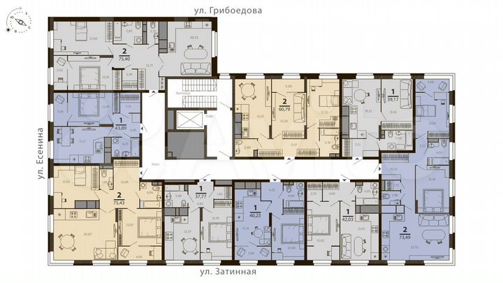 1-к. квартира, 42 м², 7/7 эт.