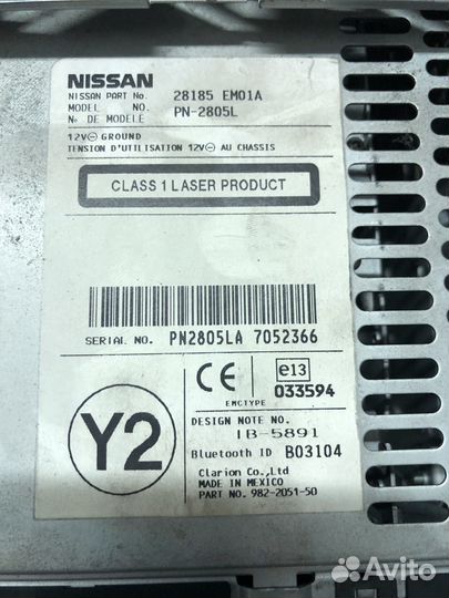 Штатная Авто магнитола Ниссан
