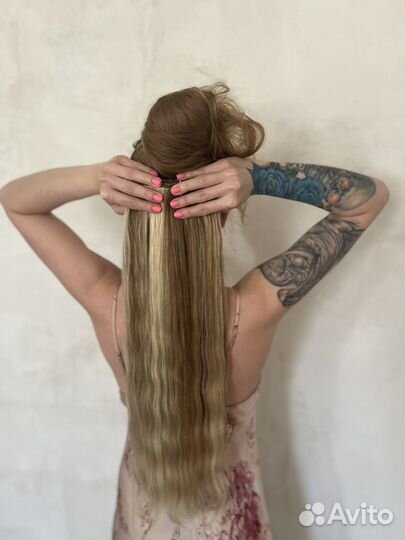 Волосы натуральные 60 см эффект мелирования