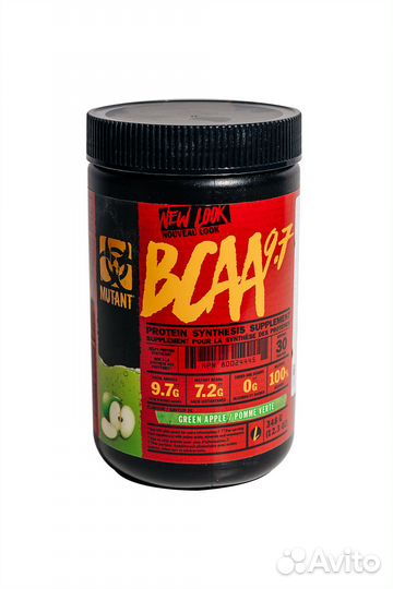 Аминокислоты Mutant bcaa 9.7, 348 г, зеленое яблок