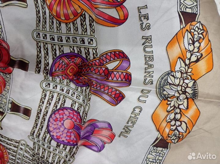 Шелковый платок hermes 95cm креп шелк