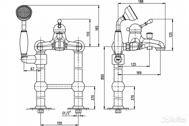 Смеситель для ванны RAV-Slezak labe L050.5/2Z золото