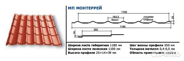 Кровельный профиль Монтеррей пэ - 0.5мм - 5002