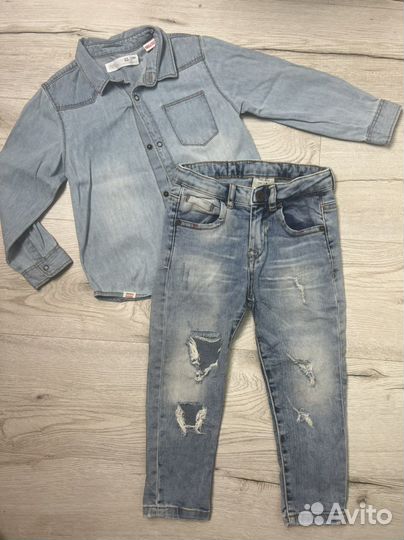 Джинсовый костюм zara 104см